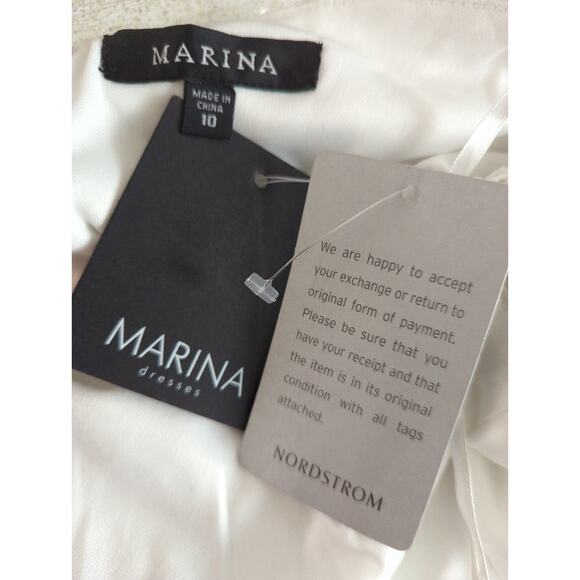 Marina Off-the-Shoulder Metallic Knit Shirred Dress Womens 10 NWT Holidays Party - Picture 10 of 10